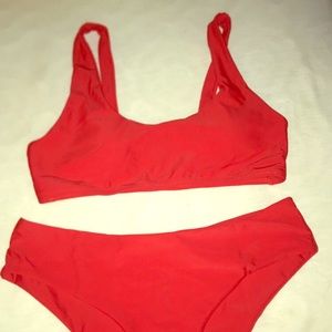 A Red Scoop Neck Bikini Swimsuit From Shien